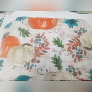 Fall pumpkins placemats vinyl set/4